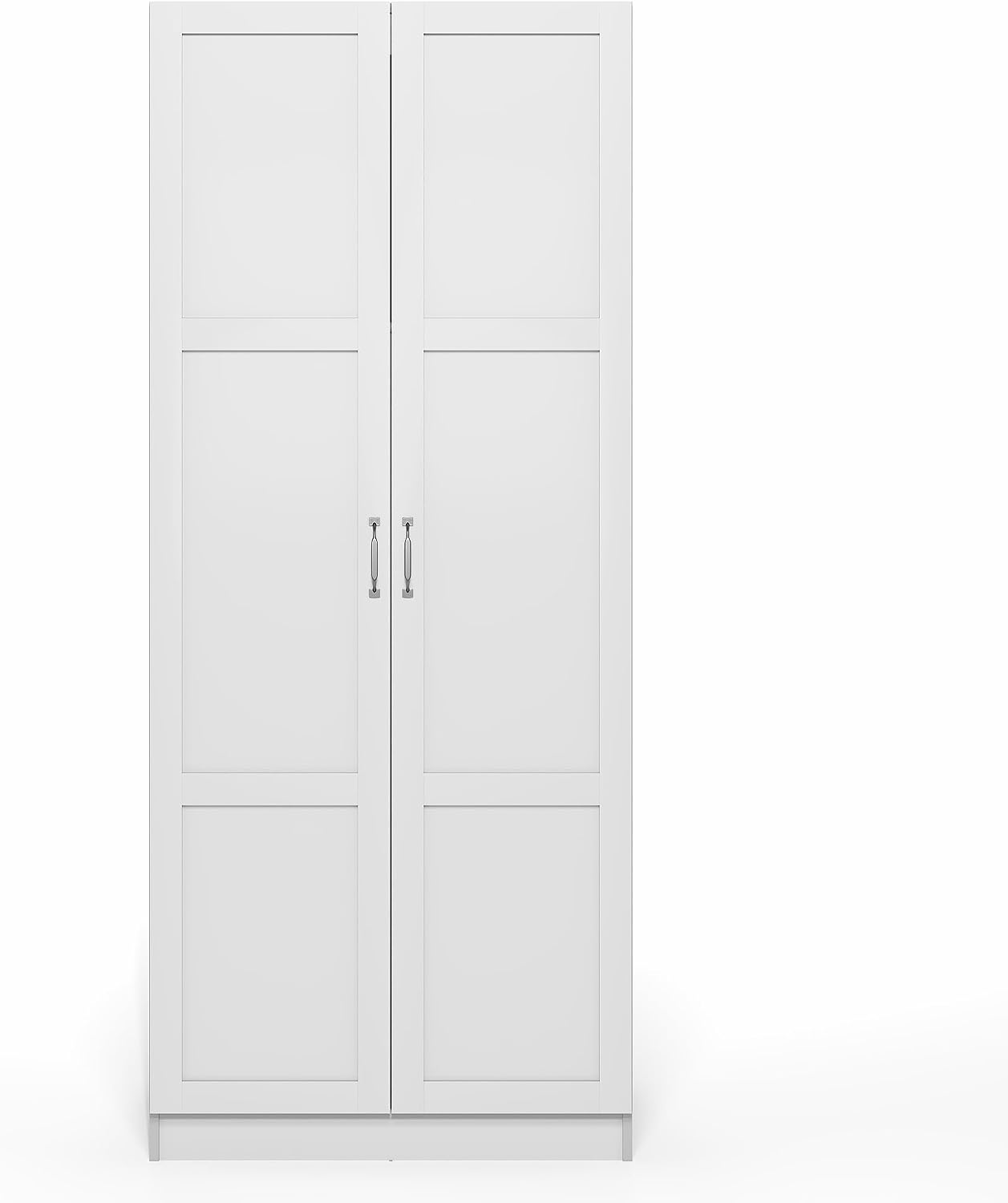 Furinno Robin 4-Tier White Storage Cabinet, 30-Inch Pantry Cabinet with Adjustable Shelves & 2 Shaker-Doors, Kitchen Cabinet, Organization and Storage, for Pantry, Home Office, Plain White