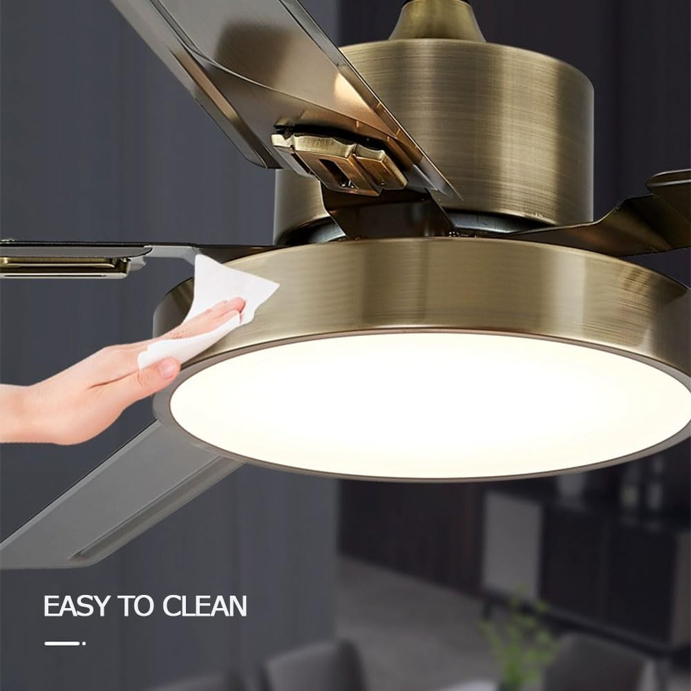 42 Inch Modern Ceiling Fan with Lights Frequency Conversion Remote Ceiling Fan Light 6 Speed 3 Color Bedroom Ceiling Fan Outdoor Ceiling Fans for Patios with Light