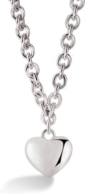 Dankadi Women 925 Sterling Silver Necklace Round Cable Wire Link-Charm Heart-Bell-Square-Circle Pendant Chain Choker Fine Jewelry Gift For Wife Her (6MM Silver Heart Pendant, 18 inch)