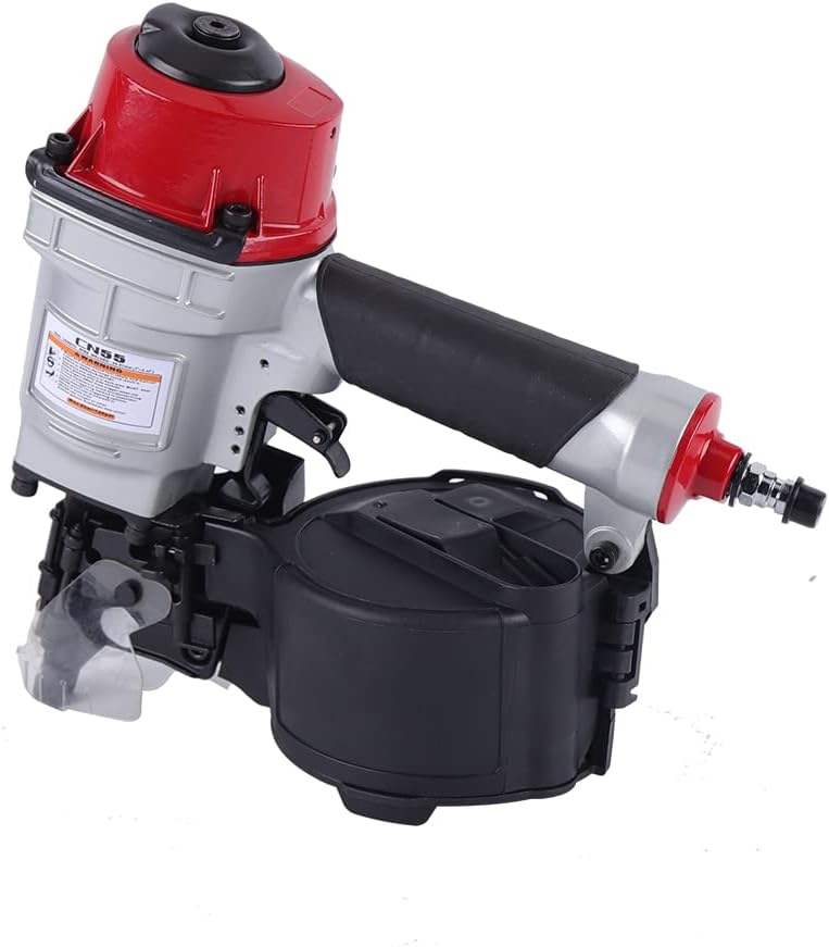 CN55 Air Coil Nailer, 25-57mm Siding Coil Nailer Pneumatic Coil Framing Nailer 300-350pcs Load Capacity Coil Nailer Coil Nail Gun for Pallet Crating Framing Fencing