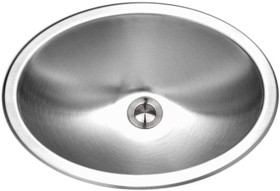 Houzer Opus Stainless Steel Bathroom Sink: 18 Inch Undermount Oval Bowl without Overflow, Optional Grid Drain, Durable & Versatile, Essential for Home & Apartment: CH-1800-1