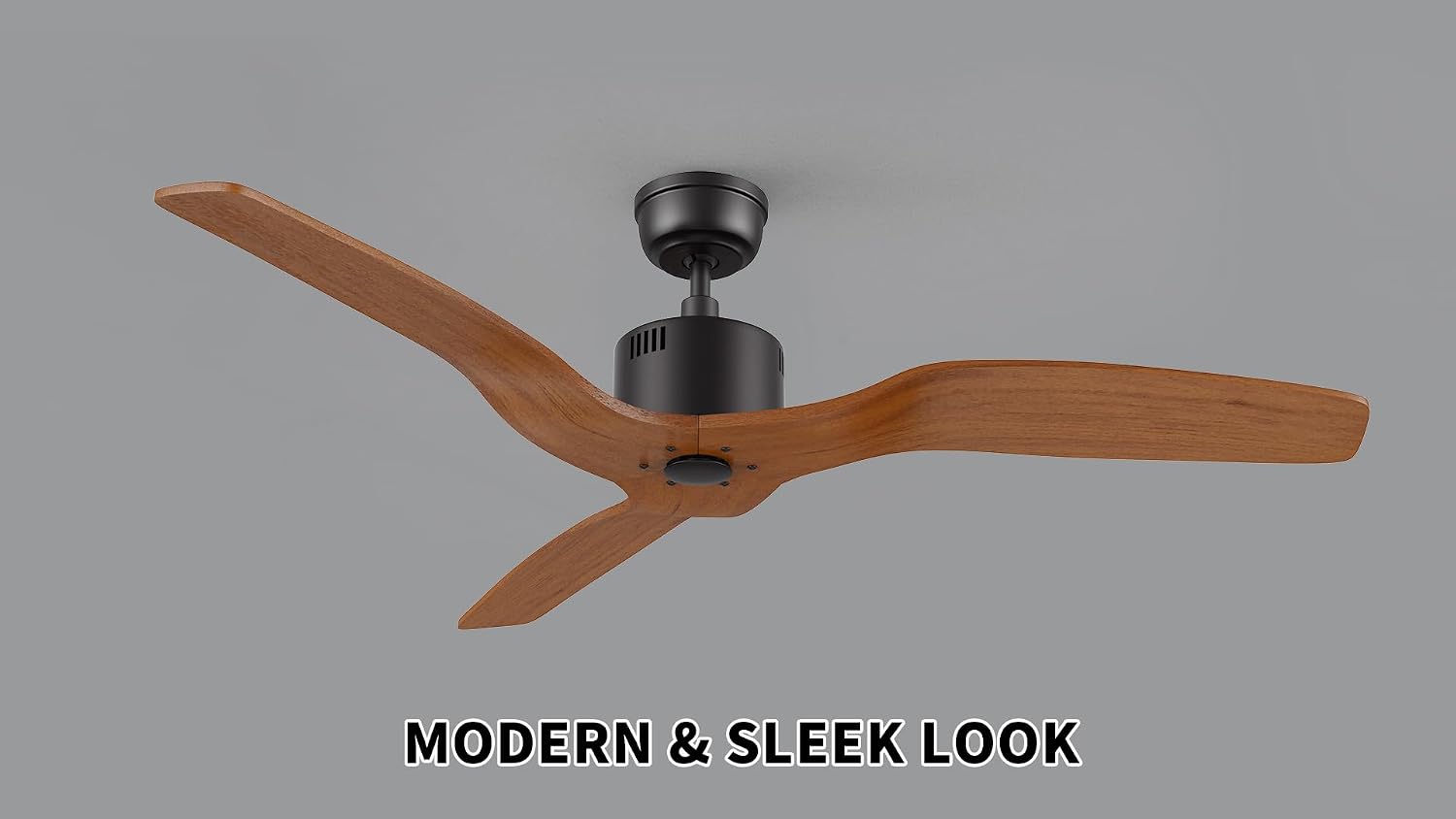 SMAAIR 52 Inch Ceiling Fan No Light with Remote, Solid Wood Black Walnut Ceiling Fan without Light, 10 Speed, Quiet DC Motor, Indoor Modern 3 Blade Ceiling Fan for Indoor Bedroom Living Room
