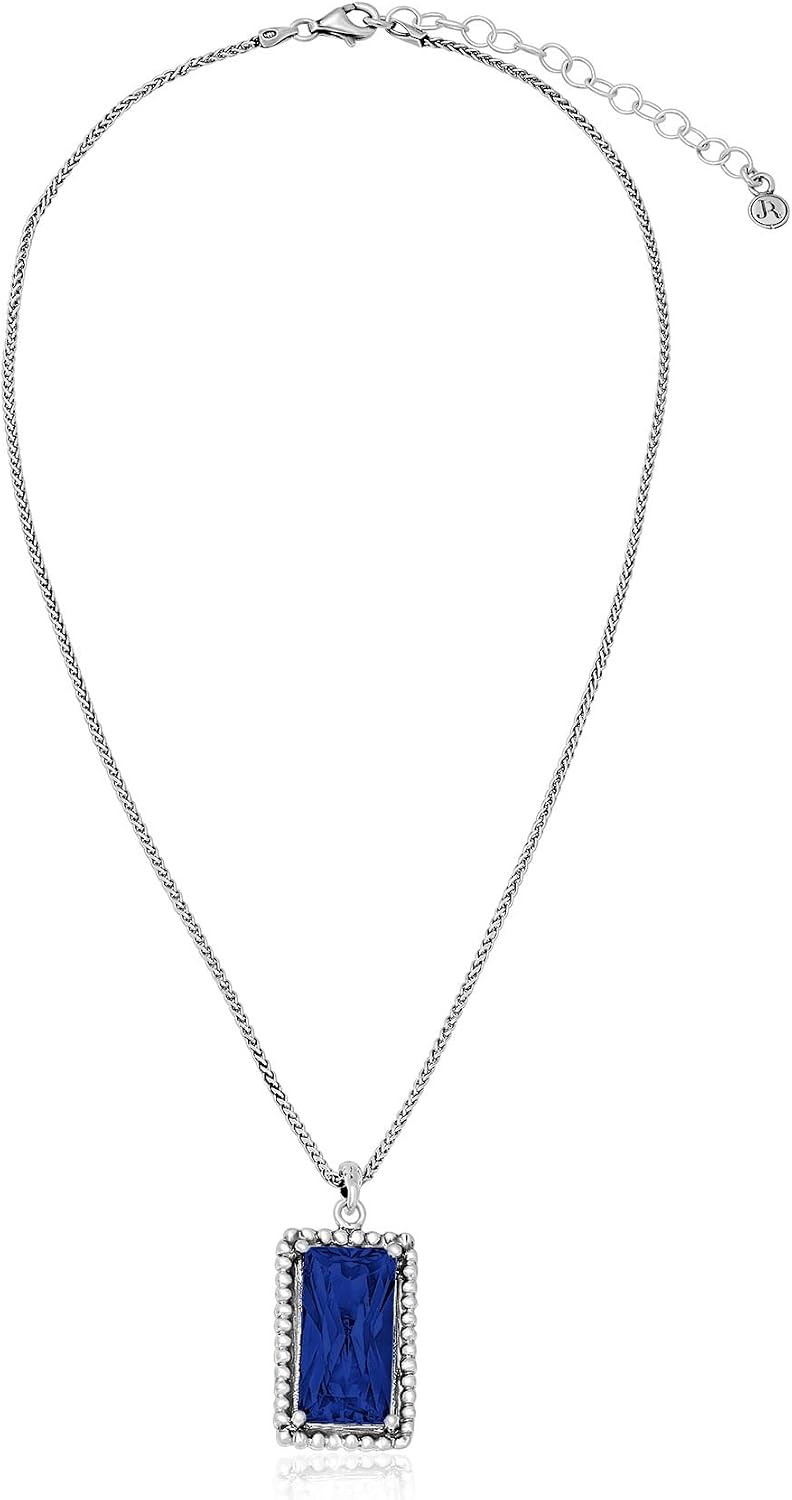 JEAN RACHEL JEWELRY 925 Sterling Silver Necklace for Women - Baguette with Cubic Zirconia Vintage Design - Hypoallergenic, Lead & Nickel Free - Artisan Handcrafted Statement Necklace