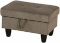 Ottoman Storage Ottoman Bench Corduroy Footrest Footstool with Hinged Lid for Living Room, Bedroom, Entryway, Brown, 28.5'X19'X17.5'
