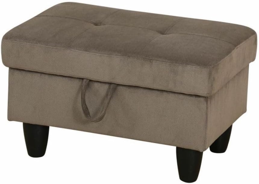 Ottoman Storage Ottoman Bench Corduroy Footrest Footstool with Hinged Lid for Living Room, Bedroom, Entryway, Brown, 28.5'X19'X17.5'