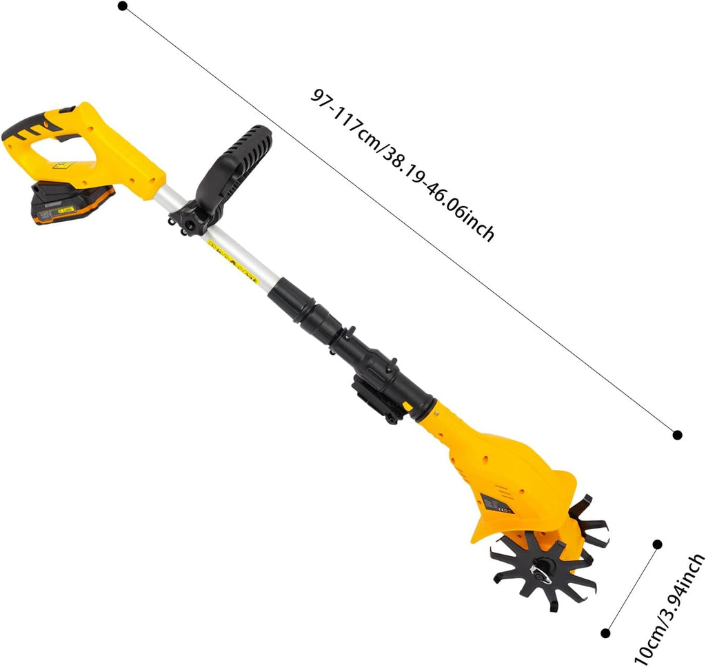 20V Cordless Tiller Cultivator, 250RPM Handheld Electric Tilling Machine, 9.84' Tilling Depth, Electric Garden Tiller with 2.0 AH Battery for Lawn/Gardening/Soil Cultivation