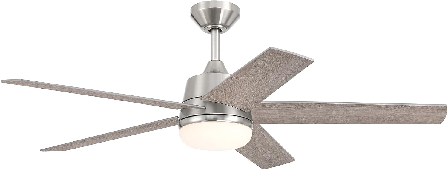 DESIGNERS FOUNTAIN Astrea Smart Ceiling Fan with Lights, 52 Inch LED Light Indoor Outdoor 5-Blade Fan, Remote Control, RGB, Brushed Nickel, FS-ATR52RGB-BN