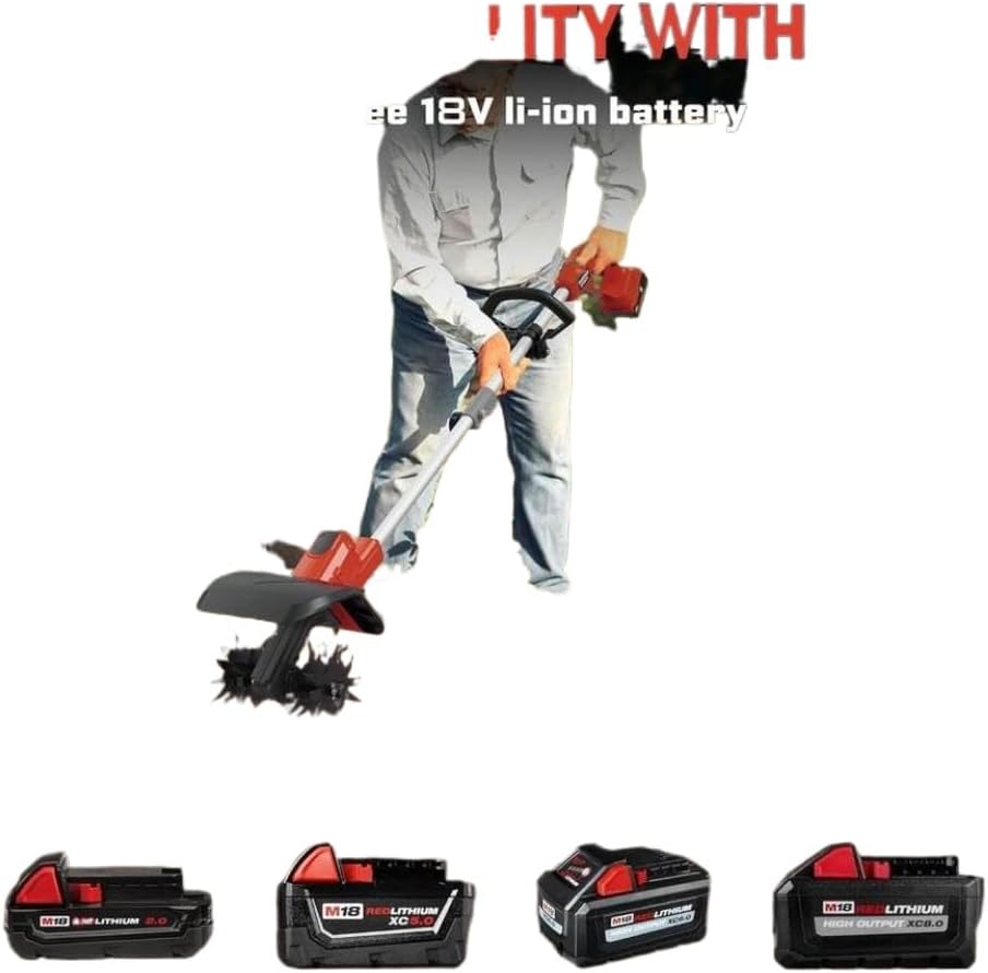 Electric Garden Tiller Cultivator 360 RPM 9 in Tilling Width Tool Only Compatible with Automotive Motorcycle Parts Use with Milwaukee 18V Batteries