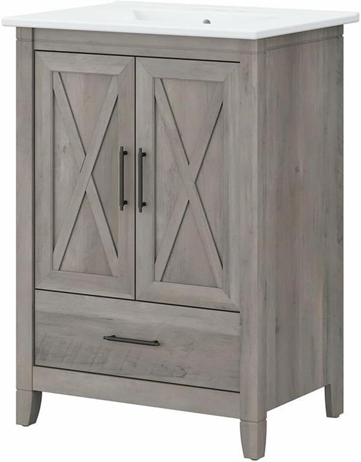 Bush Home Key West 24W Bathroom Vanity with Sink in Driftwood Gray