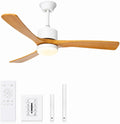 48-Inch Modern Ceiling Fan with LED Light, 6-Speed DC Motor, Remote & Wall Control, Reversible Blades Wood Quiet Ceiling Fans for Bedroom & Living Room