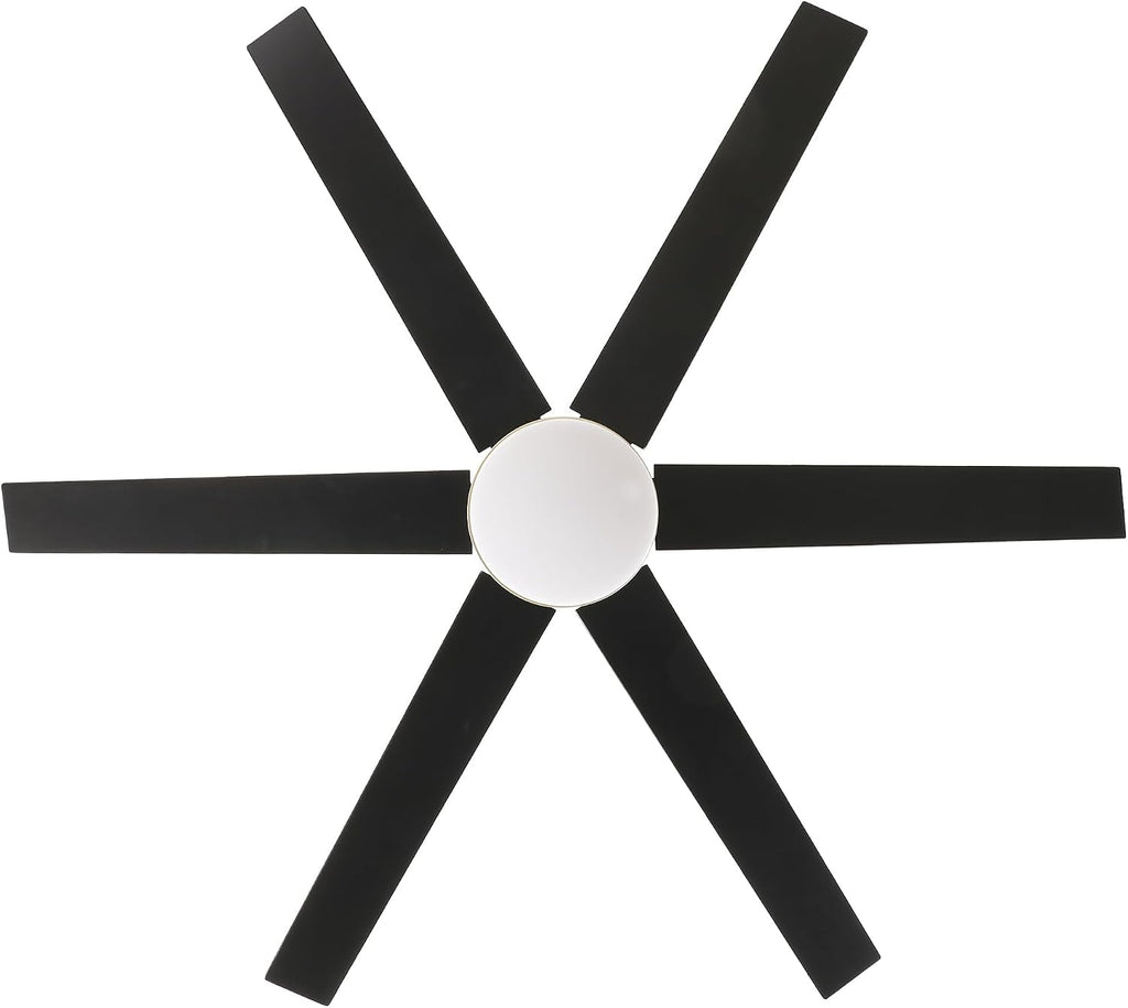 60 Inch Gold Ceiling Fan with Lights and Remote/APP, Modern Black Gold Ceiling Fan 5 Blade Fandelier for Living Room Shop, 3CCT, 6 Speeds, Timer, Quiet DC Motor Indoor Large Ceiling Fan