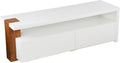 SEI Furniture - Harliston Contemporary Media Stand with Storage - Modern Design, White Finish - Ideal for Living Room, Family Room (MS1164813)