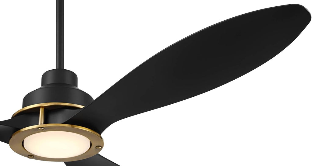 Casa Vieja 56' Veyron Modern Indoor Outdoor Ceiling Fan 3 Blade LED Light Remote Control Matte Black Finish Blades Bedroom Patio Living Room Kitchen Porch Damp Rated Decorative DC Motor Garage