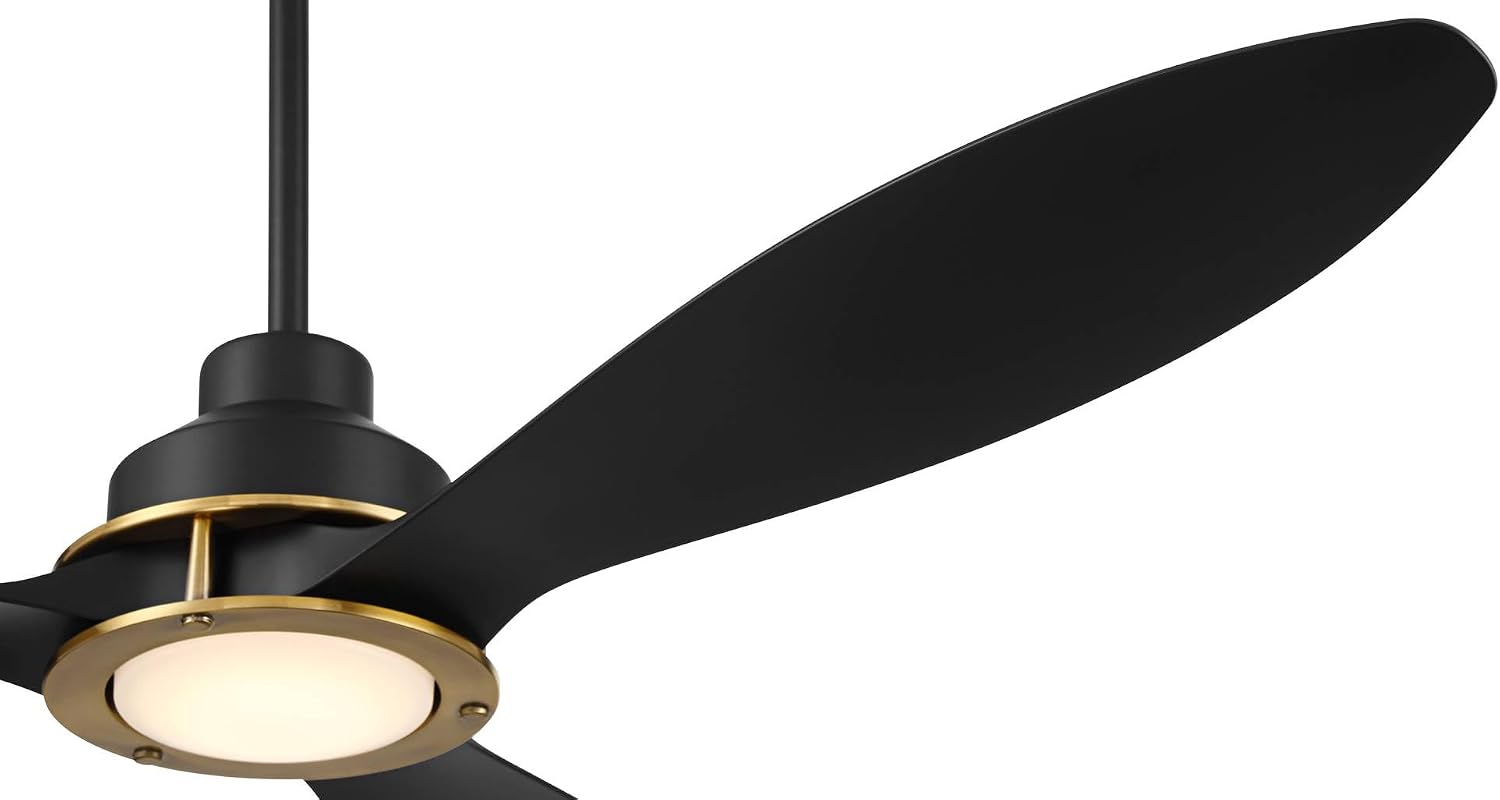 Casa Vieja 56' Veyron Modern Indoor Outdoor Ceiling Fan 3 Blade LED Light Remote Control Matte Black Finish Blades Bedroom Patio Living Room Kitchen Porch Damp Rated Decorative DC Motor Garage