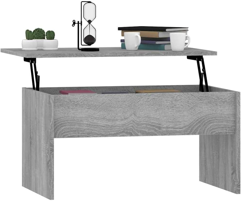 Modern Coffee Table with Hidden Compartment, Lift Top Coffee Table for Home, Office, Gray Sonoma 31.5'x19.9'x16.3' Engineered Wood,-961