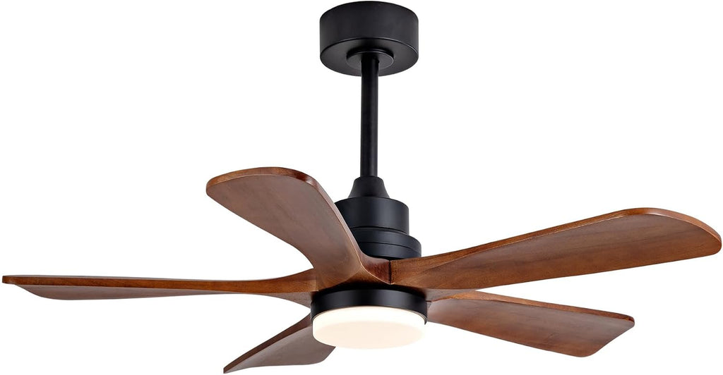 Modern Outdoor Ceiling Fan with Integrated LED Light and Remote Control for Covered Patios | 42-Inch Quiet Reversible DC Motor with Solid Wood Blades | Energy Efficient Farmhouse Style Air Circulation