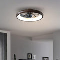 Ceiling Fan with Lights Dimmable LED Reversible Blades Timing with Remote Control, 5 Invisible Blades Semi Flush Mount Low Profile Fan (21.5in, Brown)