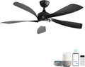 45 Inch Matte Black Smart Ceiling Fan with Dc Motor Alexa App Control Quiet Reversible Operation Dimmable Lighting and Timer Abs Matte Black Smart Ceiling Fan with Alexa App Control Living