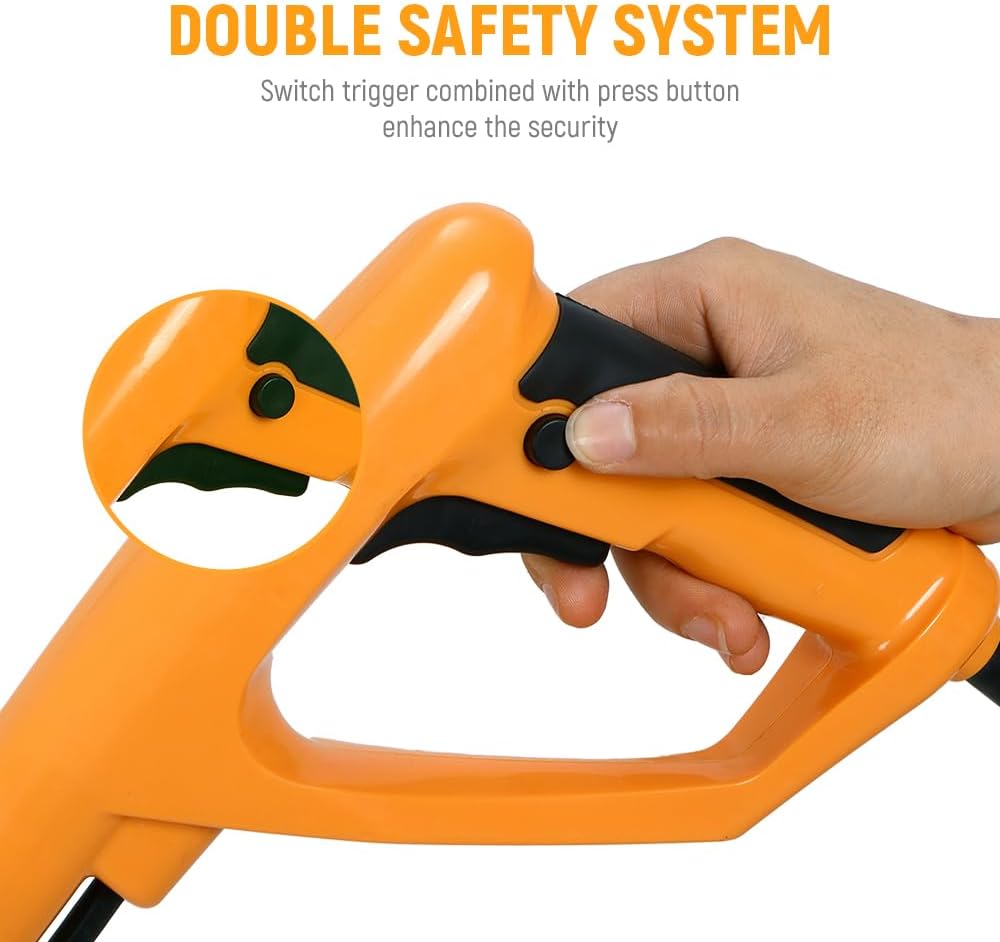 Hoteche Electric Tiller, 1400W 330RPM with 430MM Working Width & 200MM Depth, 6 Steel Blades, Orange & Black, Color Box