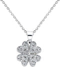 The World Jewelry Center 14k White Gold Four Hearts CZ Pendant with 1.2mm Cable Chain Necklace