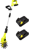 Cordless Tiller Cultivator,250RPM Electric Garden Tiller,with Batteries & Charger,10cm Tilling Width and 20cm,for Lawn/Gardening/Soil Cultivation(Size:2*Battery)