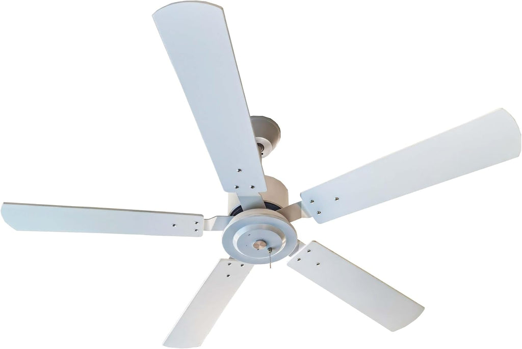 Outdoor 52' solar ceiling fan with white wooden blades total 40W solar panel for porches, patios, gazebos, breezeways (extra cable version ceiling fan, 5&10 inch downrod)