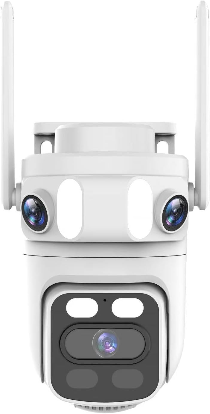 yeewise Triple Lens Wireless Security Camera System with 12' Monitor, 180° Wide View + 360° PTZ AI Tracking, WiFi 6, 16CH NVR, 24/7 Recording, 500GB HDD, No Monthly Fee, Plug-in Power