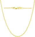 Italian Fashions 14K, 10K Yellow or White or Rose Solid Gold Italian Diamond Cut 0.8 mm-1.2 mm Rope and Mirror Cable Chain Necklace Thin & Strong gold chain Thin And Lightweight MADE IN ITALY
