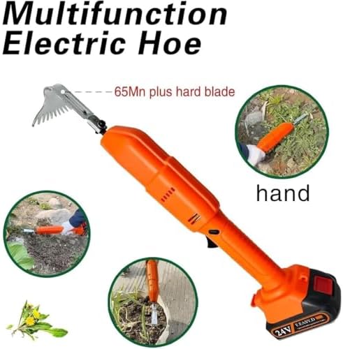 Handheld Electric Cultivator Hoe & Weeder, Cordless Tiller with Long Pole, 2 Batteries Included, Ideal for Loosening Soil in Gardens & Greenhouses