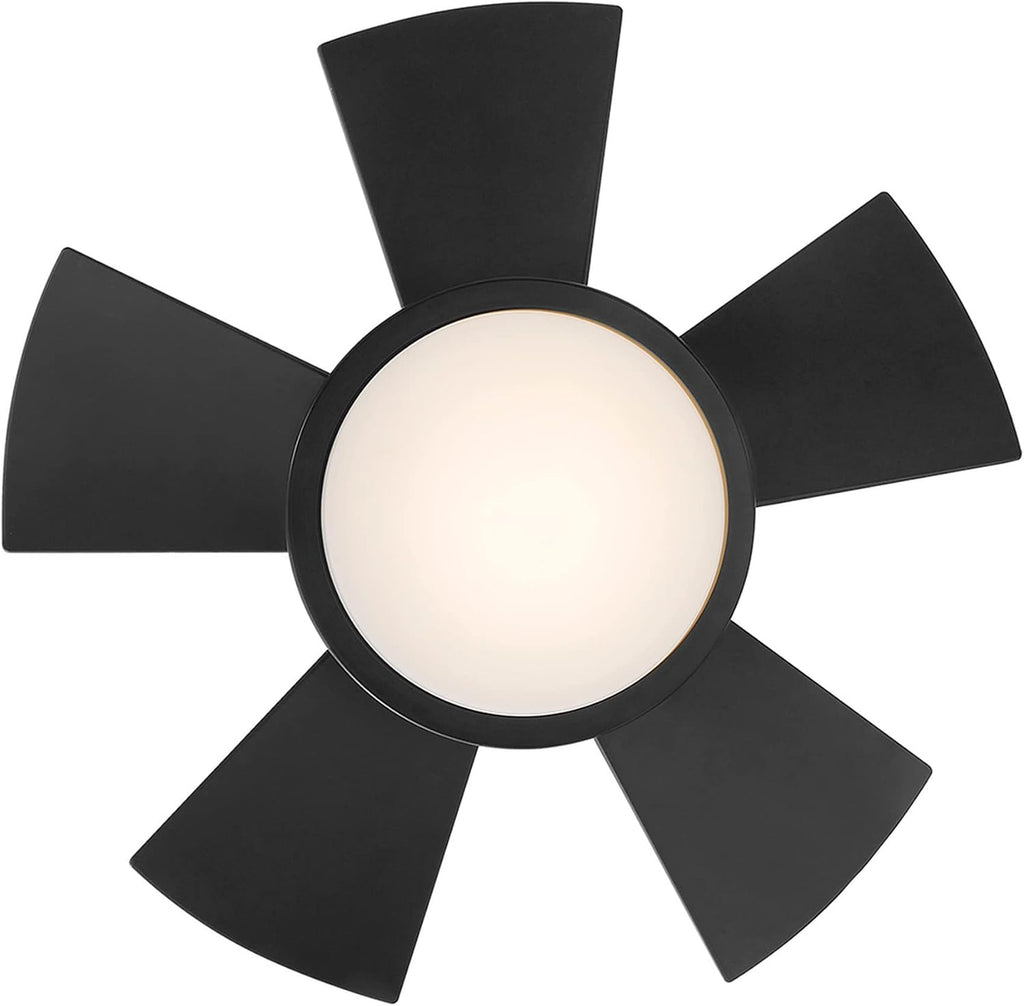 Vox 26 in Smart Indoor and Outdoor Smart Flush Mount Ceiling Fan in Matte Black with Remote Control 2700K