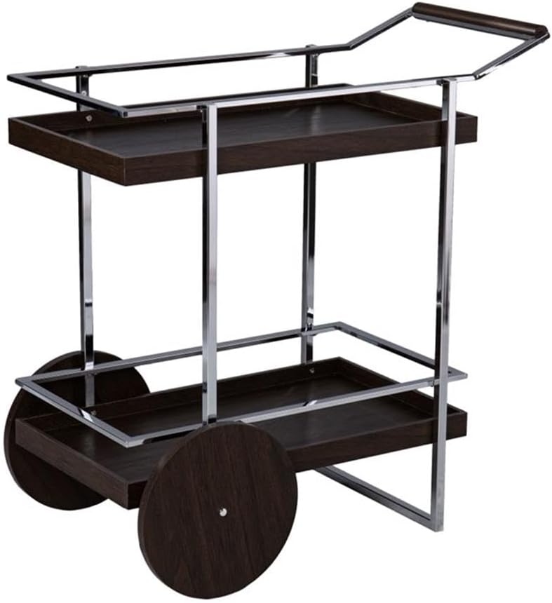 SEI Furniture Dorben Rolling Bar Cart, Wine Glass and Glass Holder, Brown