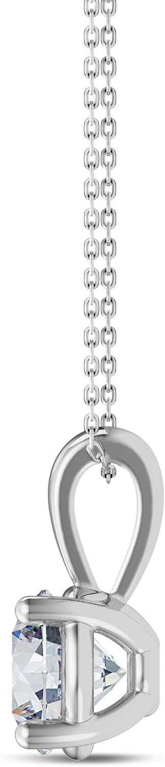 EternalDia IGI Certified 0.25Ct-3.00 Carat Diamond Color/Clarity F-VS2, 14K Gold 4 Prong Set Round-cut Lab Grown Diamond Solitaire Necklace Pendant Chain