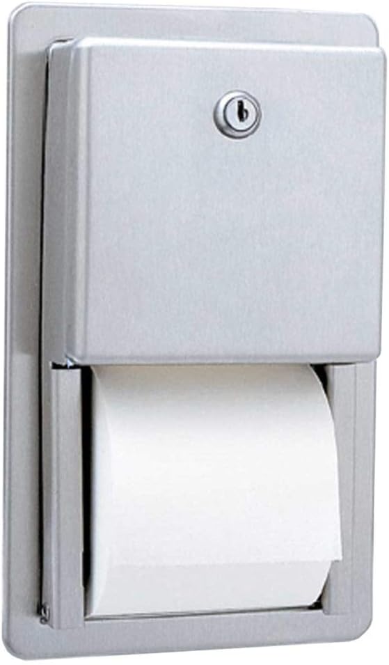 BOBRICK 3888 ClassicSeries Stainless Steel Recessed Multi-Roll Toilet Tissue Dispenser, Satin Finish, 12-1/2' Height, 7-9/16' Width 2-15/16' Depth