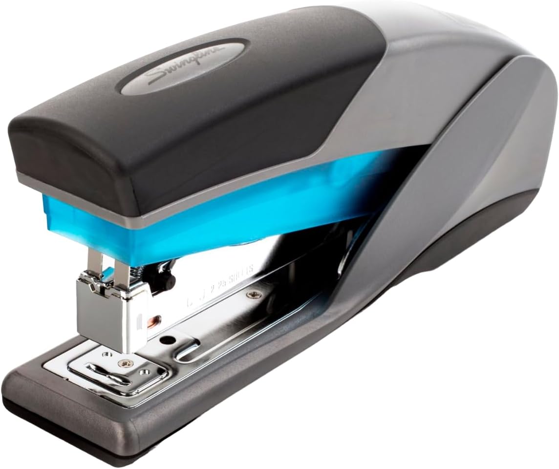 Swingline Stapler, 25 Sheet Capacity, Optima 25, Jam Free, Reduced Effort, Soft Grip, Blue and Gray (66404) (Pack of 6)
