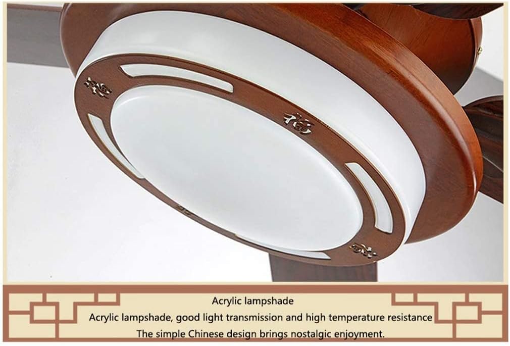 Low Profile Ceiling Fan Retro Ceiling Fan Light LED Remote Control Dinning Room Bedroom Living Room Solid Wood Blades Fan Light Ceiling Lamp Fan Lights Ceiling Fixtures