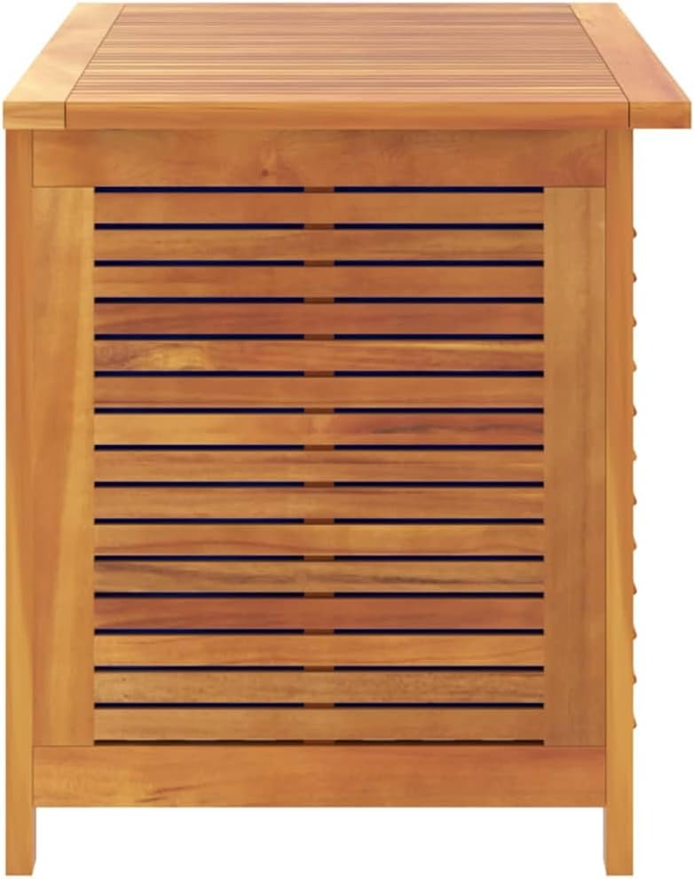 Wooden Patio Storage Box Outdoor Storage Container with Louver for Patio Furniture Cushions, Teak Wood Deck Box, 35.4'x19.7'x22' Solid Wood Acacia,-349