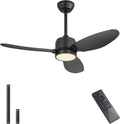 WINGBO 42' Outdoor Ceiling Fans with Lights, Wet Rated Waterproof Indoor Ceiling Fan with Remote, 3 ABS Blades Modern Ceiling Fan,3CCT Quiet 6-Speed DC Motor, for Porch Patios Bathroom, Black