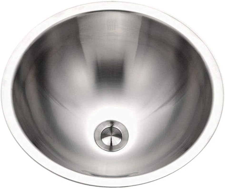 Houzer Opus Stainless Steel Bathroom Sink: 16 Inch Undermount Round Bowl without Overflow, Optional Grid Drain, Durable & Versatile, Essential for Home & Apartment: CR-1620-1