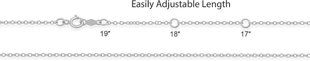 Jewelili 10K Yellow Gold or 10K White Gold or Sterling Silver 1.0mm Cable Chain Necklace with Spring-ring Clasp |17', 18', 19' (inches) Extendable Length