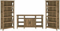 Bush Furniture Key West Tall TV Stand with Set of 2 Bookcases, Farmhouse Entertainment Center for 65 Inch Television, 17D x 60W x 66H, Reclaimed Pine