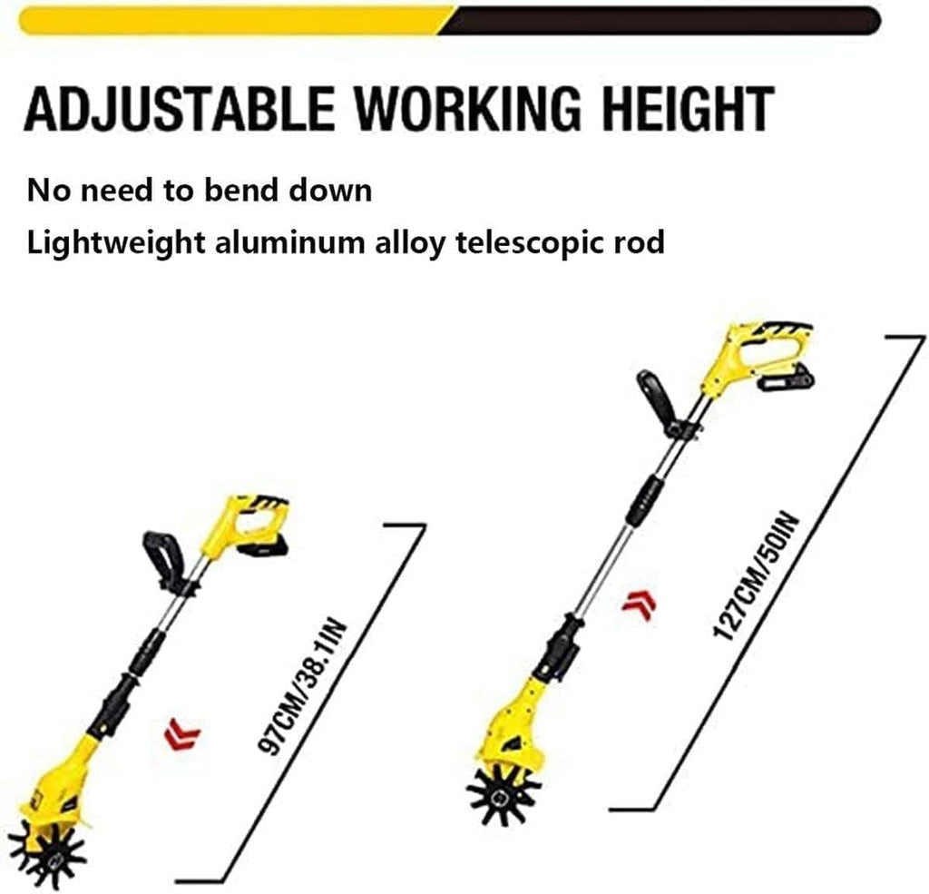 LXXW Electric Tiller Handheld 20V Lithium Microtiller Loosener Agricultural Tiller Home Use Small Electric Hoe Rototiller Electric Cultivator