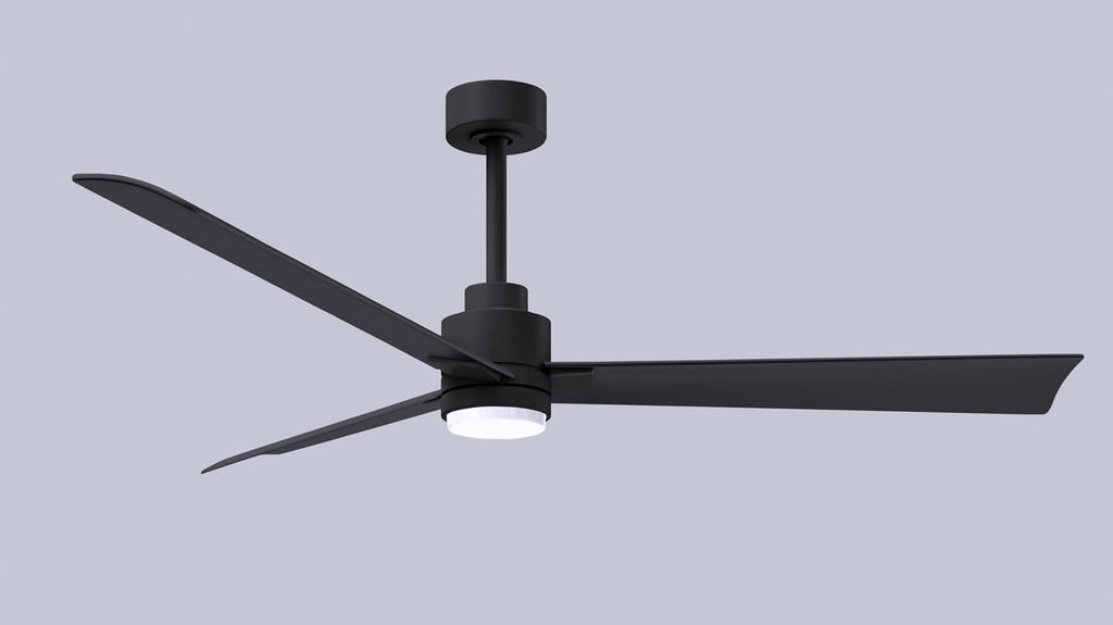 Matthews AKLK-BK-BK-56 Alessandra Wet Rated 56' Outdoor Ceiling Fan with Light and Remote, Silent DC Motor, 3 ABS Blades, Matte Black