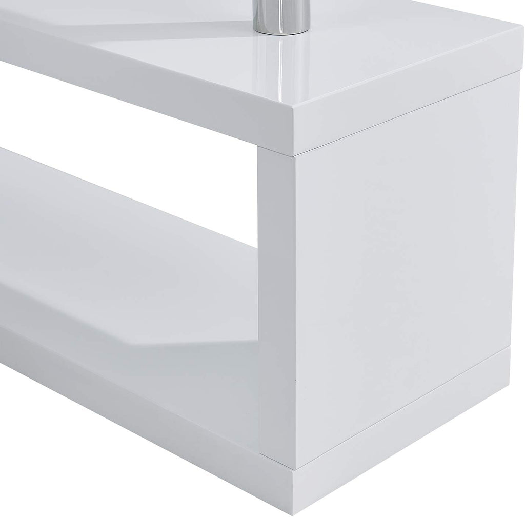 SEI Furniture Yates Multifunctional Corner/L Desk w/ Shelves, White-chrome