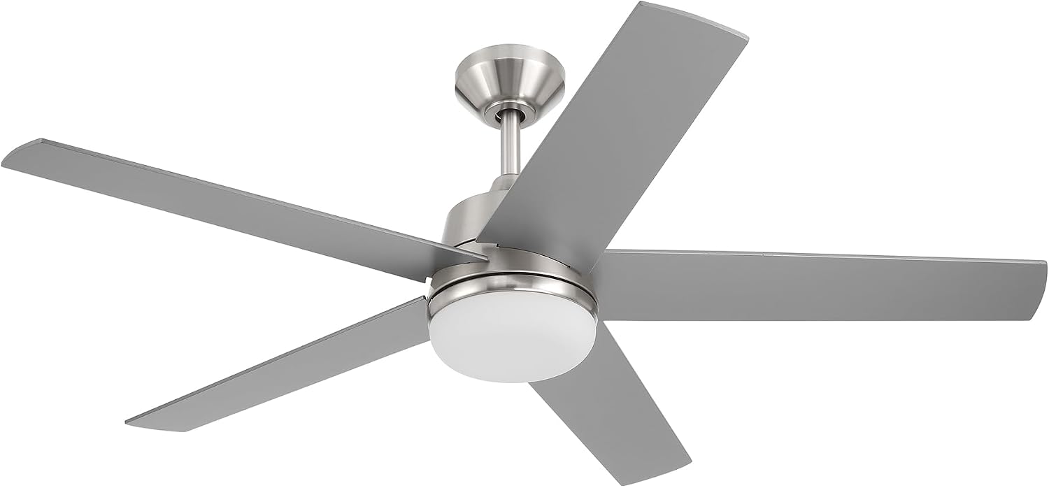 DESIGNERS FOUNTAIN Astrea Smart Ceiling Fan with Lights, 52 Inch LED Light Indoor Outdoor 5-Blade Fan, Remote Control, RGB, Brushed Nickel, FS-ATR52RGB-BN