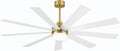 LEDLUX 64' Ceiling Fan with Light, 6-Speed Remote Control, Reversible DC Motor, Modern 9 Blades with 4.5'/12' Downrods for Home or Commercial White/Gold