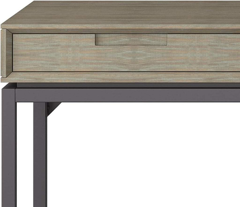 SIMPLIHOME Banting Desk - 72 Inch Wide Solid Wood and Metal Writing Desk in Distressed Grey, Modern Industrial Home Office Computer Table for Study with 2 Drawers and Flip-Down Keyboard Tray