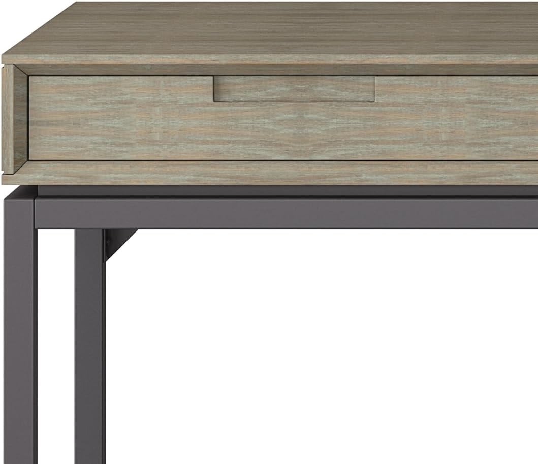 SIMPLIHOME Banting Desk - 72 Inch Wide Solid Wood and Metal Writing Desk in Distressed Grey, Modern Industrial Home Office Computer Table for Study with 2 Drawers and Flip-Down Keyboard Tray