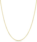 TILO JEWELRY 14k Solid Gold Diamond-Cut Cable Chain Necklace, Thin and Dainty Cable Chain 0.9mm Thick