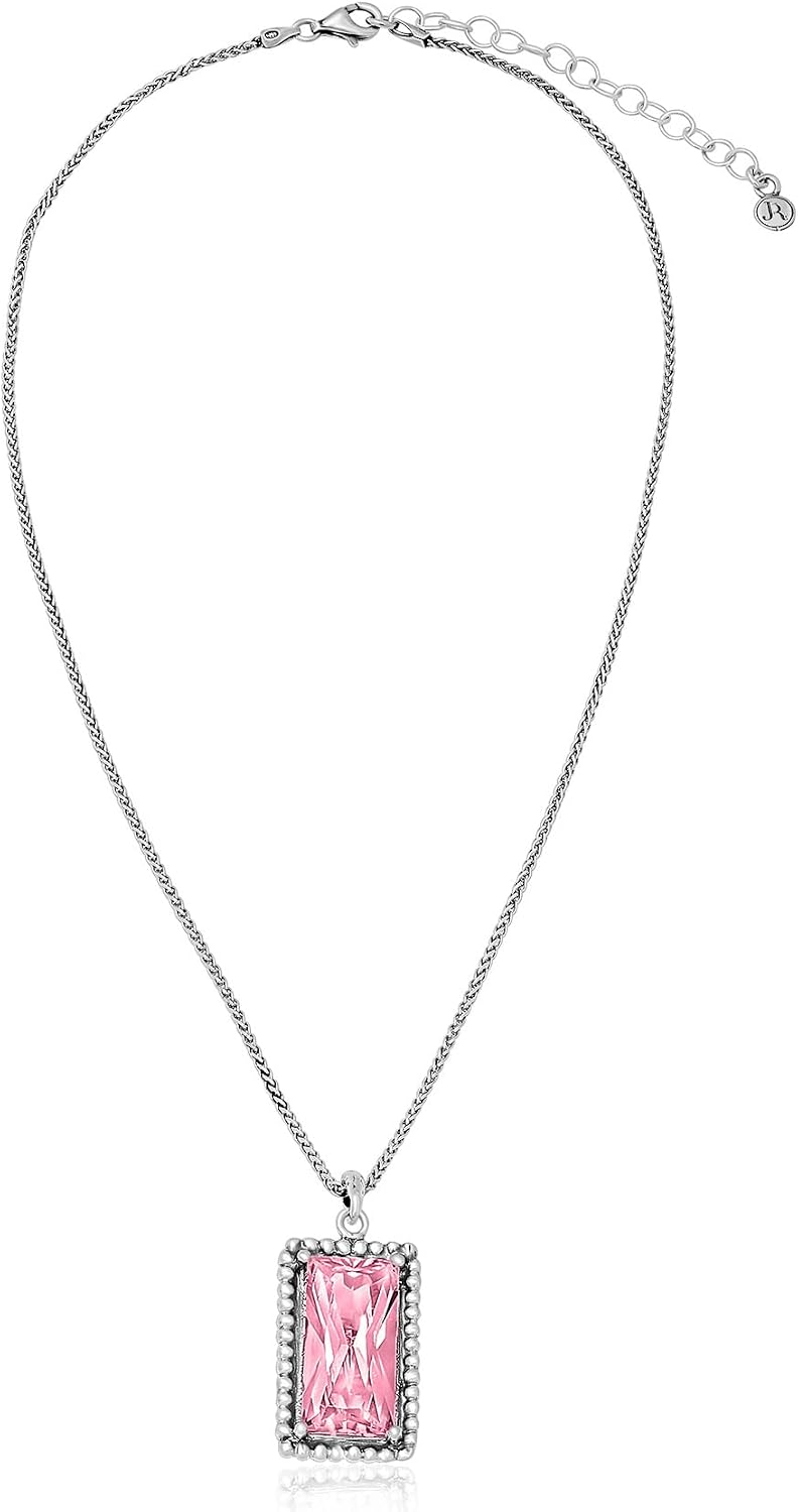 JEAN RACHEL JEWELRY 925 Sterling Silver Necklace for Women - Baguette with Cubic Zirconia Vintage Design - Hypoallergenic, Lead & Nickel Free - Artisan Handcrafted Statement Necklace