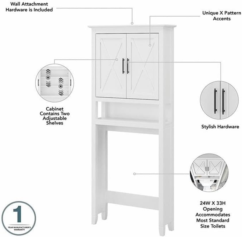 Bush Home Key West Over The Toilet Storage Cabinet in White Ash